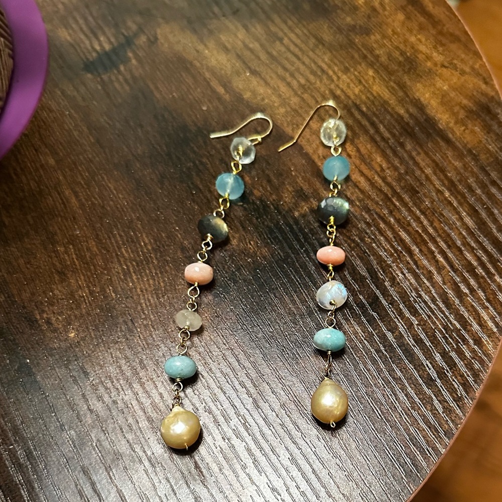 Assorted Gemstone Long Dangle Earrings - image 6